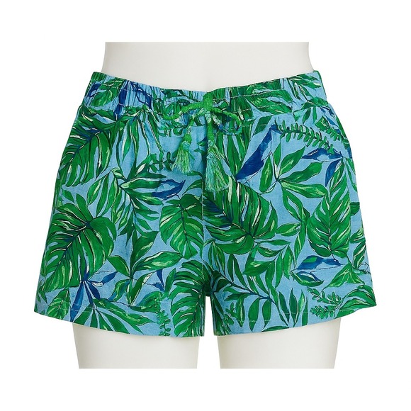 J.Jill Pants - J.Jill Womens Medium Petite MP Tropical Leaf Print Rayon Drawstring Shorts‎